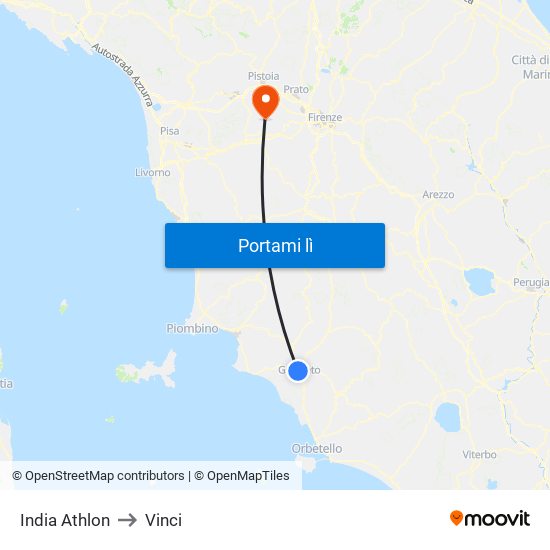 India  Athlon to Vinci map