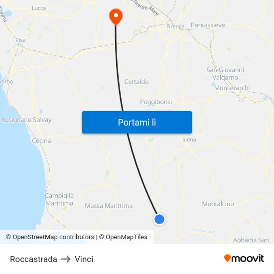 Roccastrada to Vinci map
