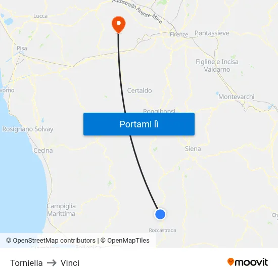 Torniella to Vinci map