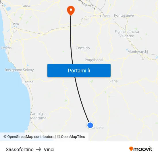 Sassofortino to Vinci map