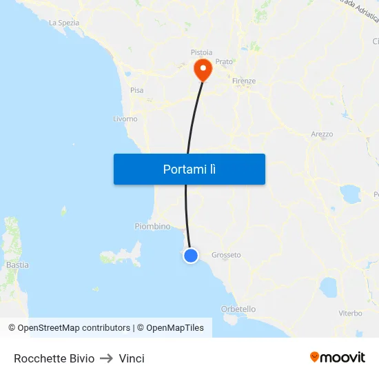 Rocchette Bivio to Vinci map
