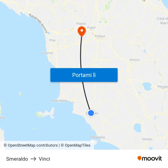 Smeraldo to Vinci map