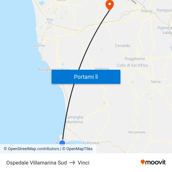 Ospedale Villamarina Sud to Vinci map