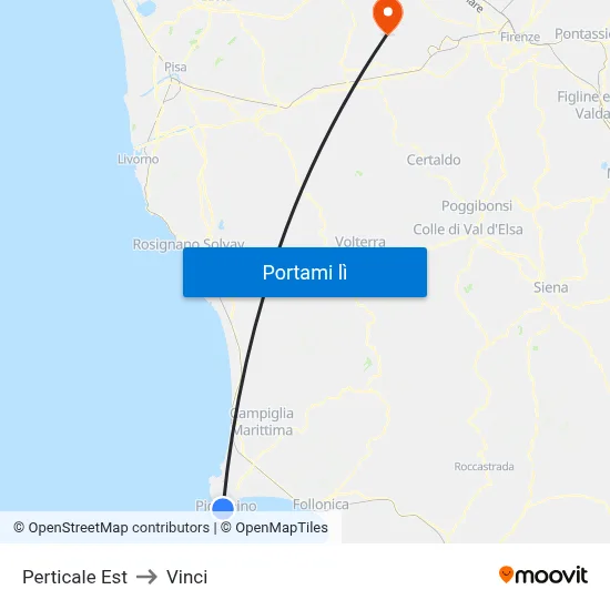 Perticale Est to Vinci map