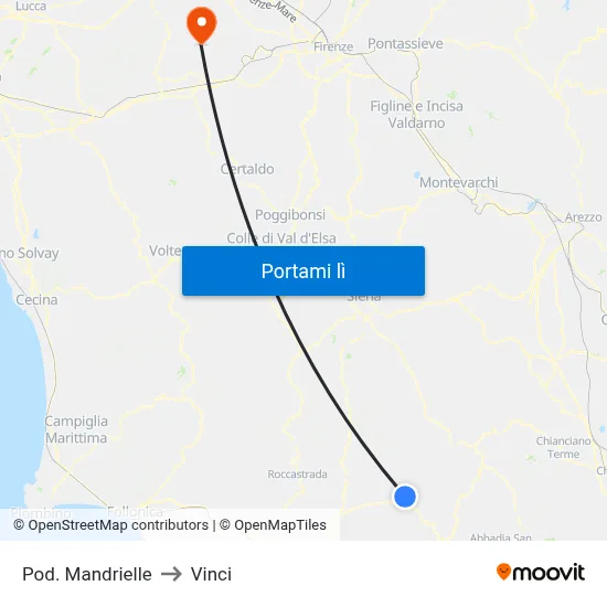 Pod. Mandrielle to Vinci map
