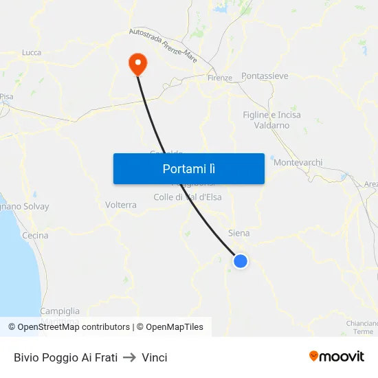 Bivio Poggio Ai Frati to Vinci map