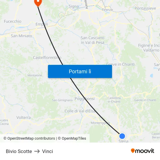 Bivio Scotte to Vinci map
