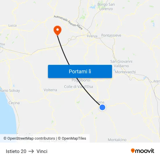 Istieto 20 to Vinci map