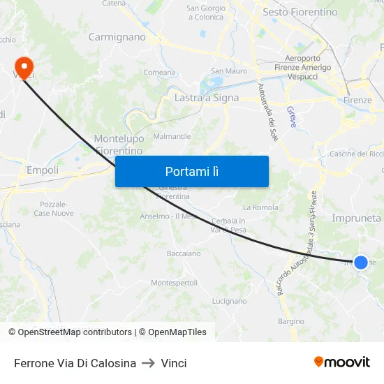 Ferrone Via Di Calosina to Vinci map