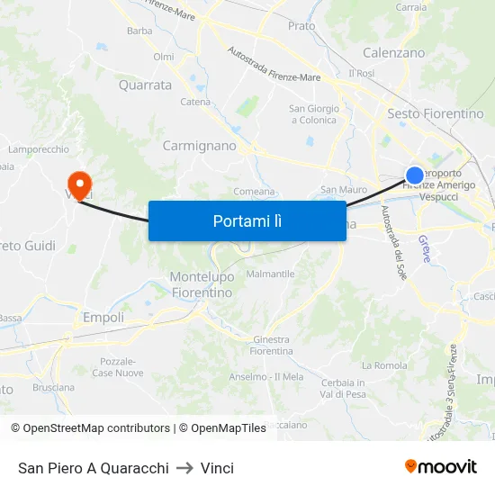San Piero A Quaracchi to Vinci map
