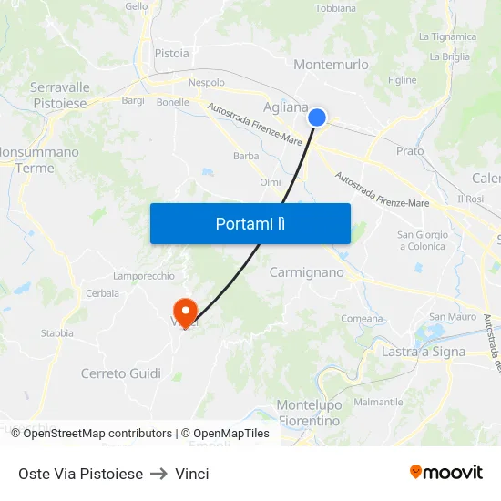 Oste Via Pistoiese to Vinci map