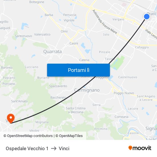 Ospedale Vecchio 1 to Vinci map