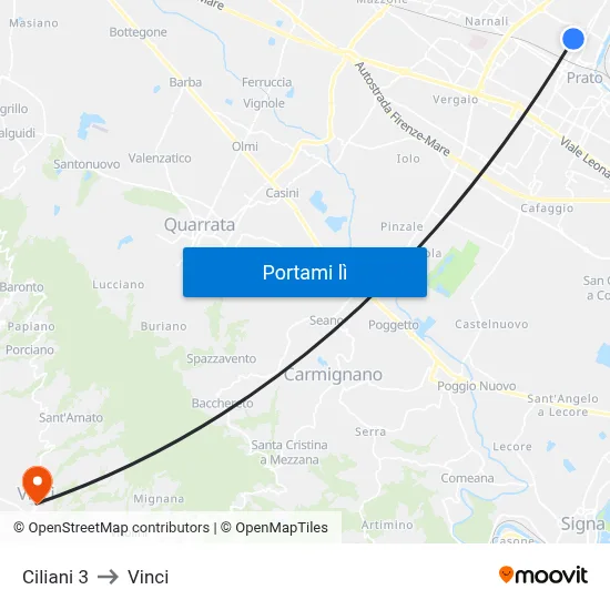 Ciliani 3 to Vinci map