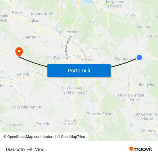 Diacceto to Vinci map