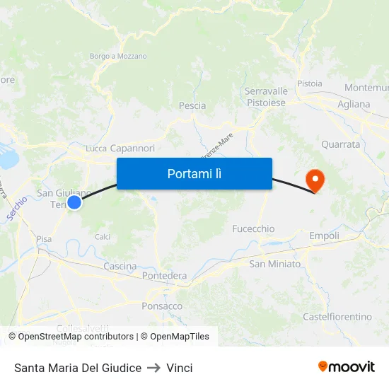 Santa Maria Del Giudice to Vinci map