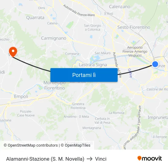 Alamanni-Stazione (S. M. Novella) to Vinci map