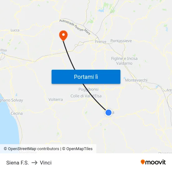 Siena F.S. to Vinci map
