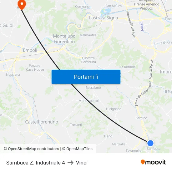 Sambuca  Z. Industriale 4 to Vinci map