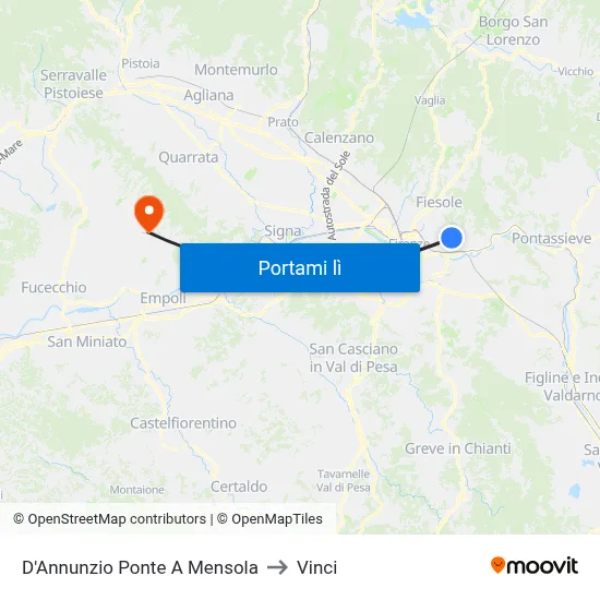 D'Annunzio Ponte A Mensola to Vinci map