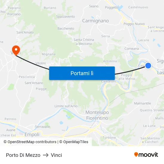 Porto Di Mezzo to Vinci map