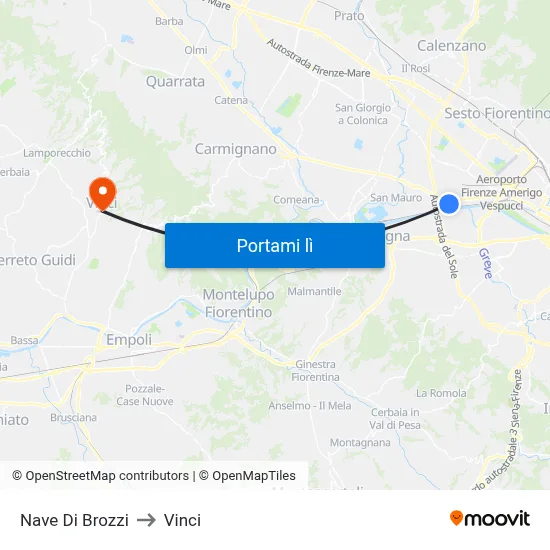 Nave Di Brozzi to Vinci map