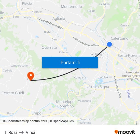 Il Rosi to Vinci map