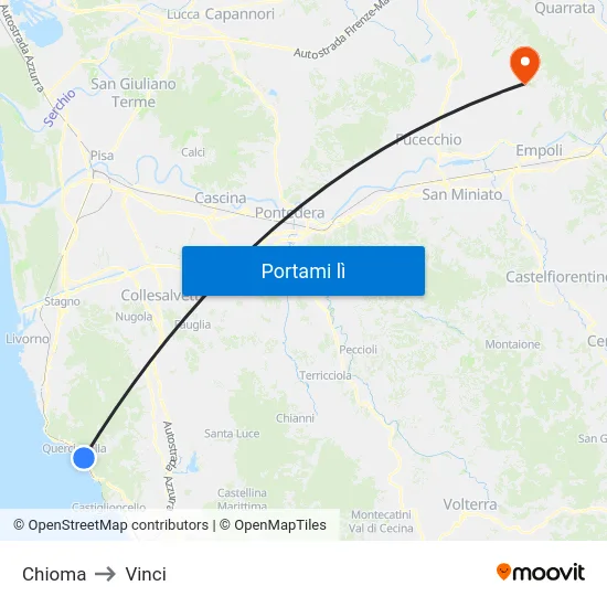 Chioma to Vinci map