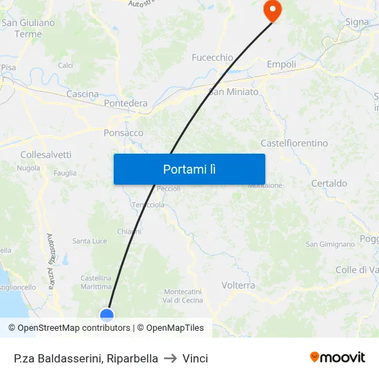 P.za Baldasserini, Riparbella to Vinci map