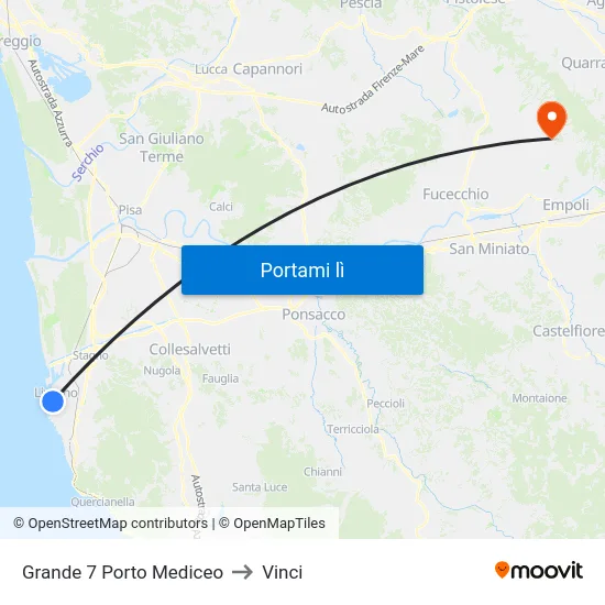 Grande 7 Porto Mediceo to Vinci map