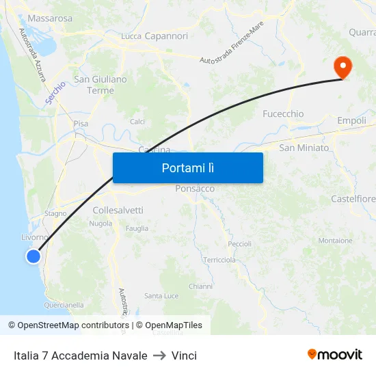 Italia 7 Accademia Navale to Vinci map