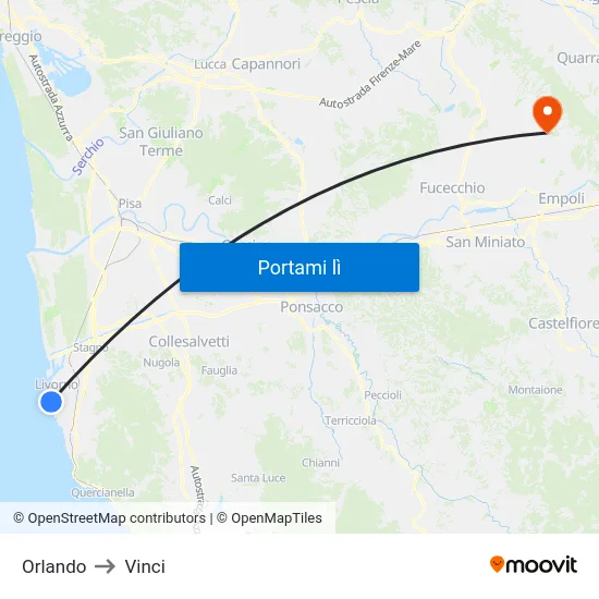 Orlando to Vinci map