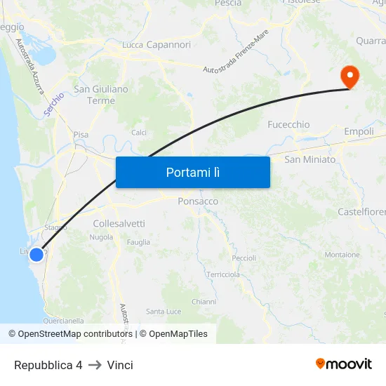 Repubblica 4 to Vinci map