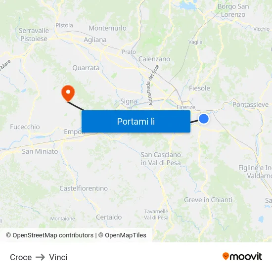 Croce to Vinci map