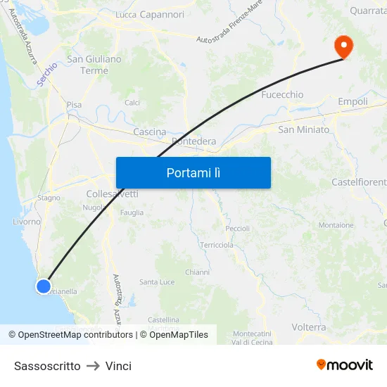 Sassoscritto to Vinci map