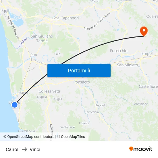 Cairoli to Vinci map