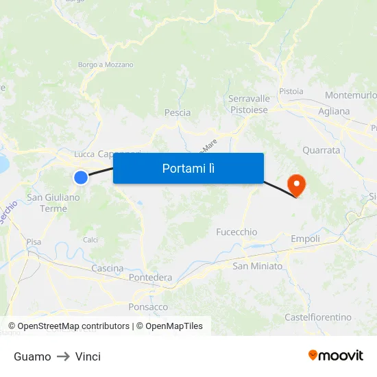 Guamo to Vinci map