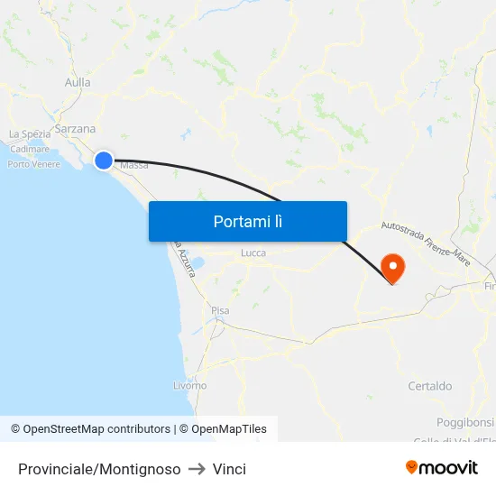 Provinciale/Montignoso to Vinci map