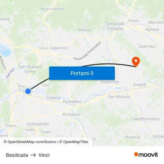 Basilicata to Vinci map