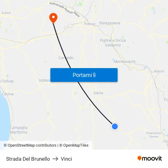 Strada Del Brunello to Vinci map