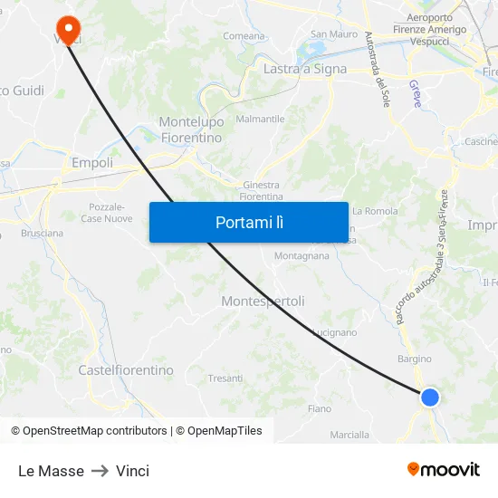 Le Masse to Vinci map