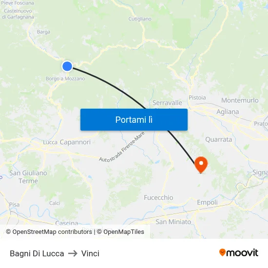 Bagni Di Lucca to Vinci map