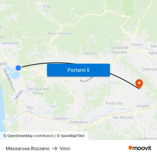 Massarosa Bozzano to Vinci map