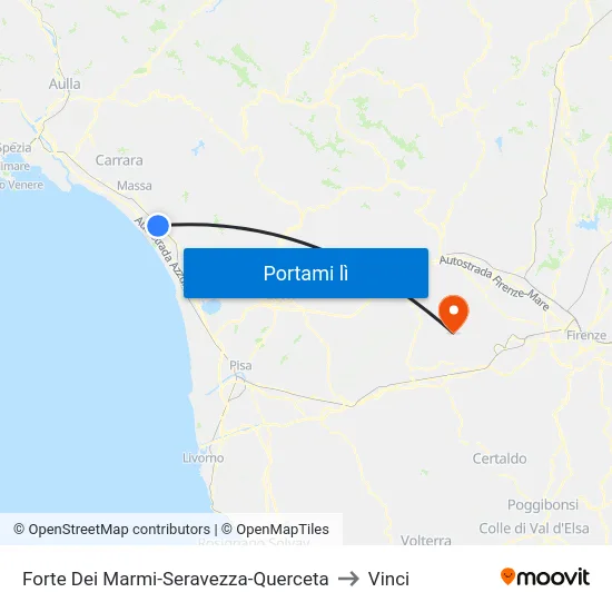 Forte Dei Marmi-Seravezza-Querceta to Vinci map