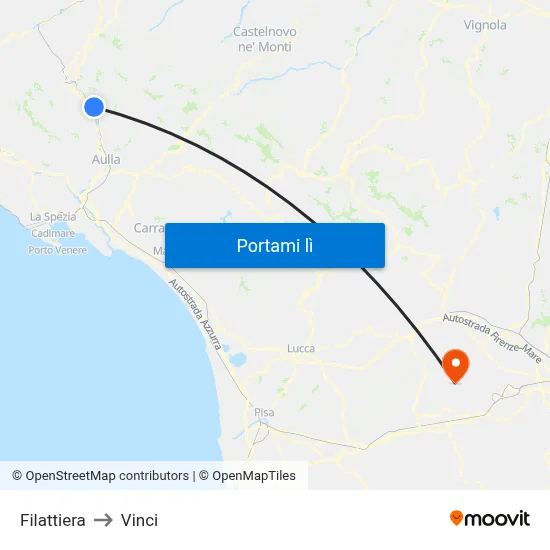 Filattiera to Vinci map