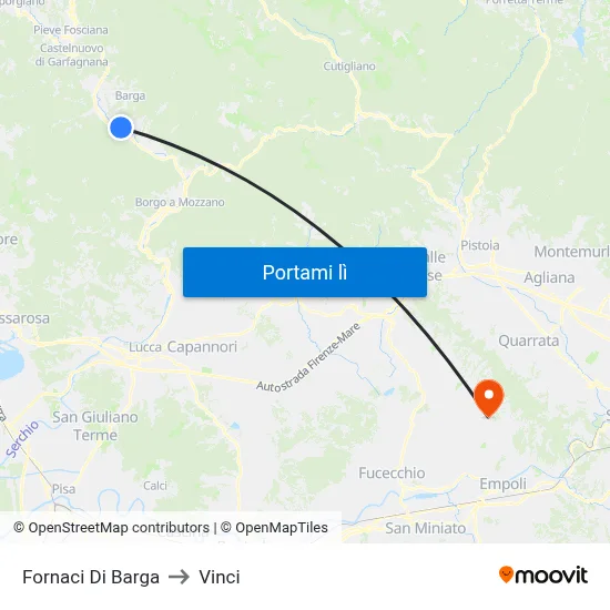 Fornaci Di Barga to Vinci map