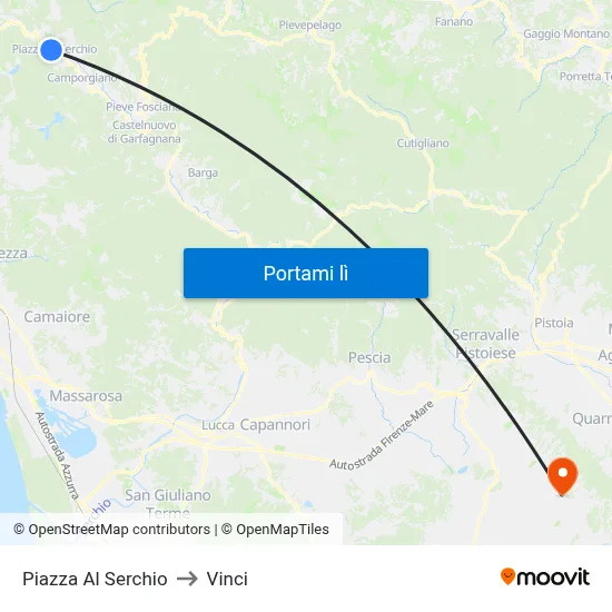 Piazza Al Serchio to Vinci map