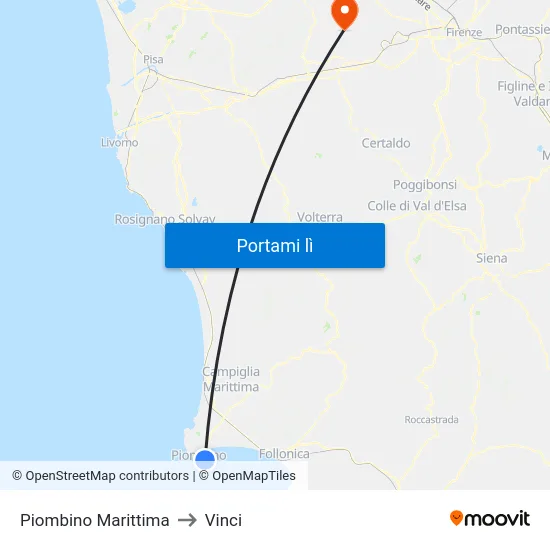 Piombino Marittima to Vinci map