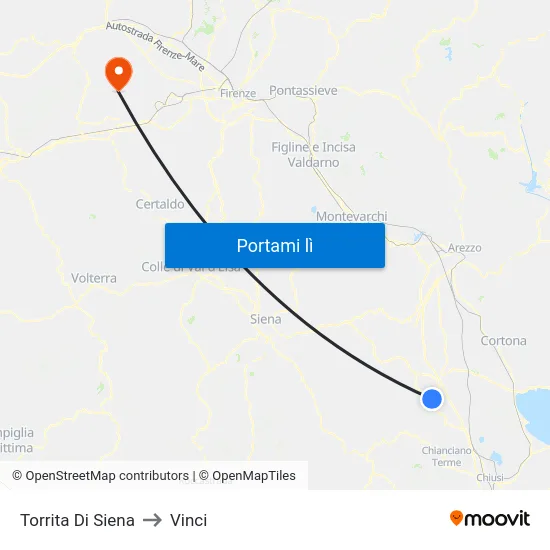 Torrita Di Siena to Vinci map