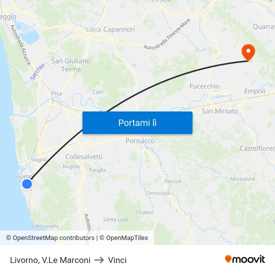 Livorno, V.Le Marconi to Vinci map