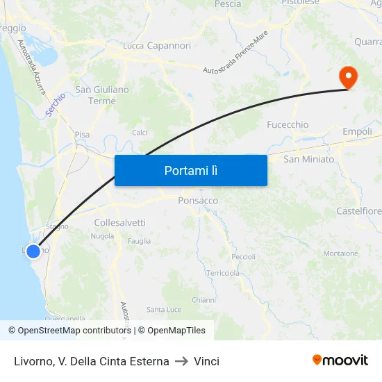 Livorno, V. Della Cinta Esterna to Vinci map